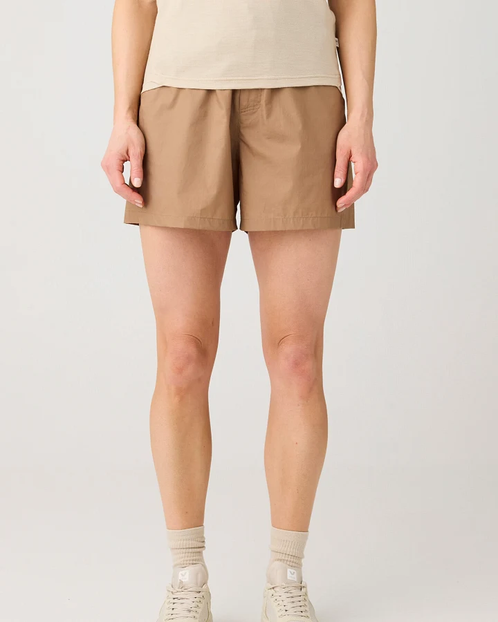 KnowledgeCotton Apparel Damen vegan Shorts Sky Relaxed Vent Ripstop 90 Tuffet Braun
