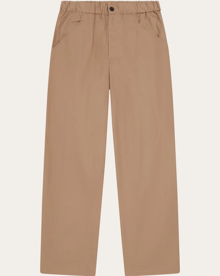 KnowledgeCotton Apparel Damen vegan Hose Damen Sky Relaxed Vent Ripstop 90 Tuffet Braun