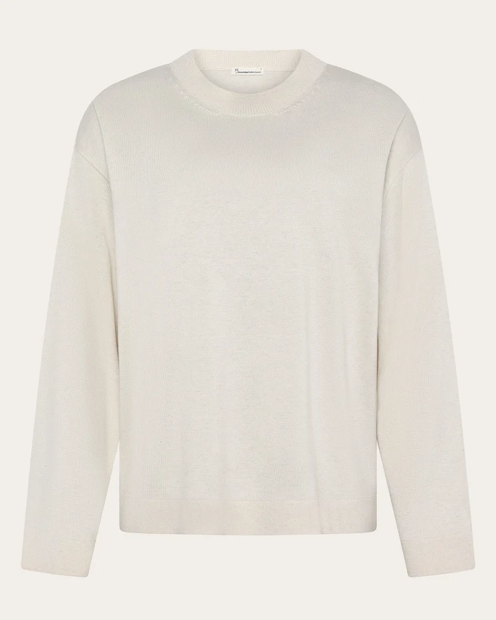 KnowledgeCotton Apparel Damen vegan Pulli-Mischung Reiher Weiß