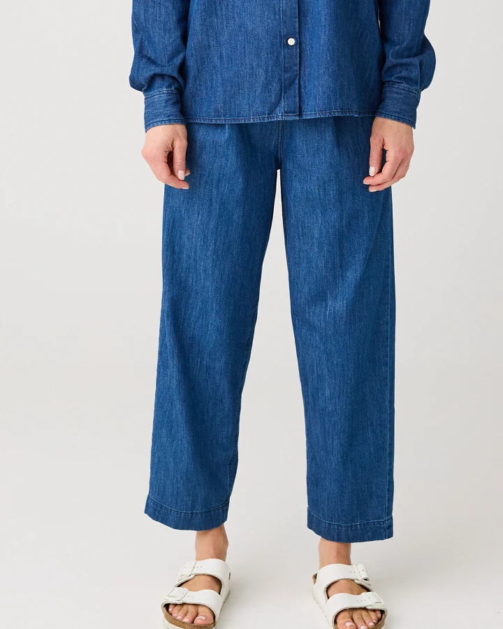 KnowledgeCotton Apparel Damen vegan Denim-Hose Dunkelblau