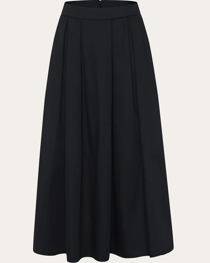 KnowledgeCotton Apparel Damen vegan Rock Satin Plissee Schwarz Jet