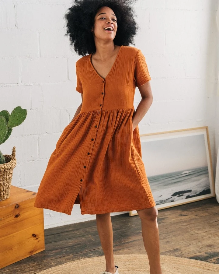 TWOTHIRDS Damen vegan Kleid Anegada Karotten Orange