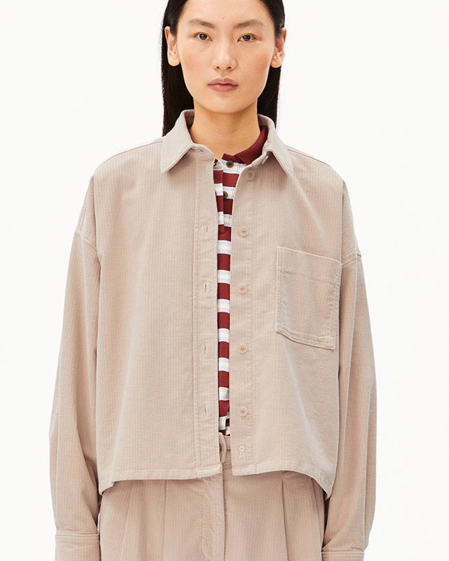 ARMEDANGELS Damen vegan Bluse Nalaani Aus Cord Beige – Ansicht 2