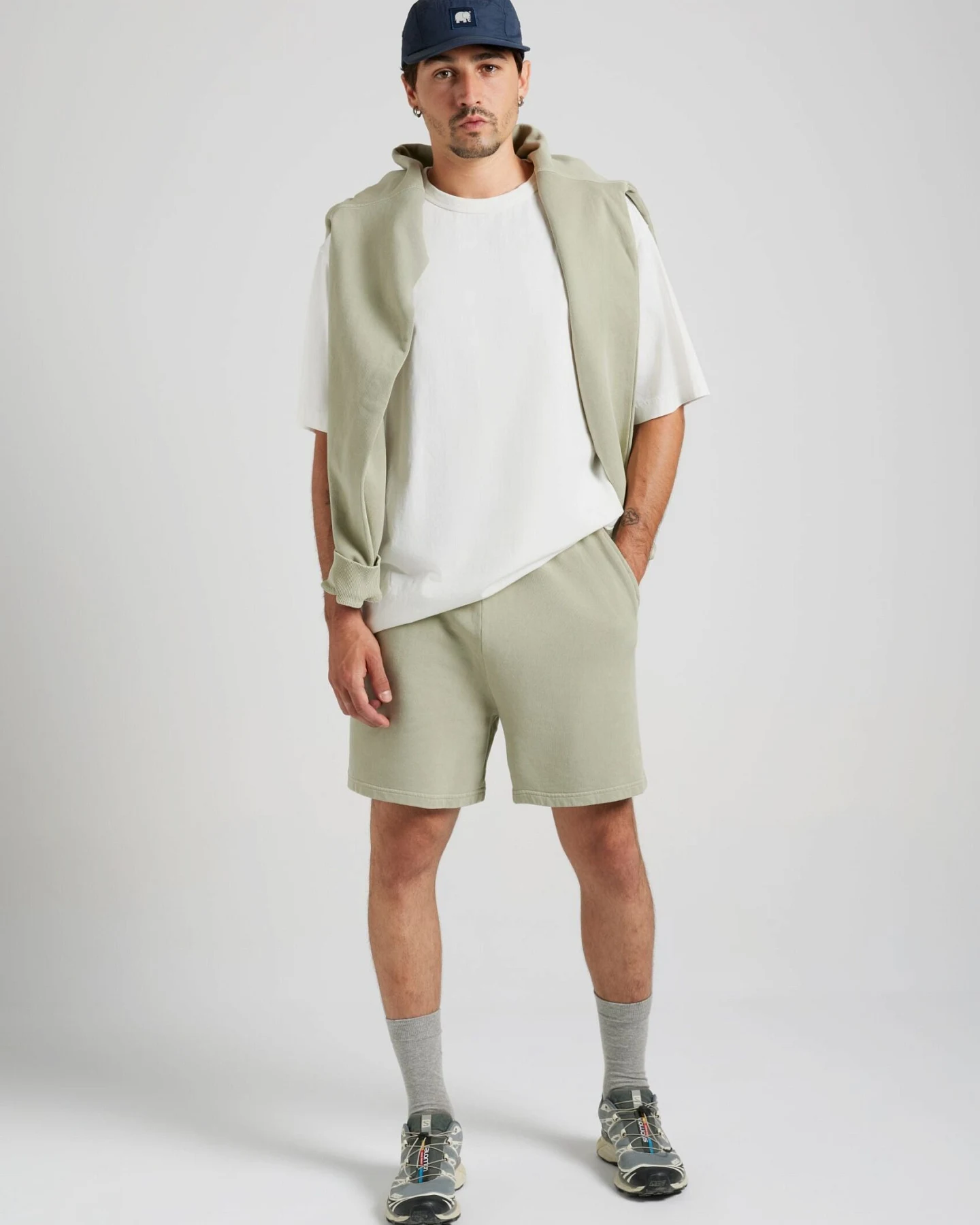 Trendsplant Herren vegan Sweatshorts Essential Sonnengebleicht Seegras – Ansicht 2
