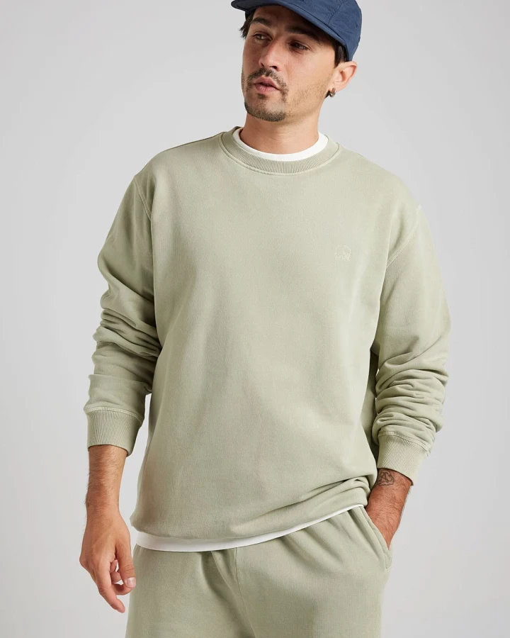 Trendsplant Herren vegan Sweatshirt Essential In Sunwashed Optik Seegras
