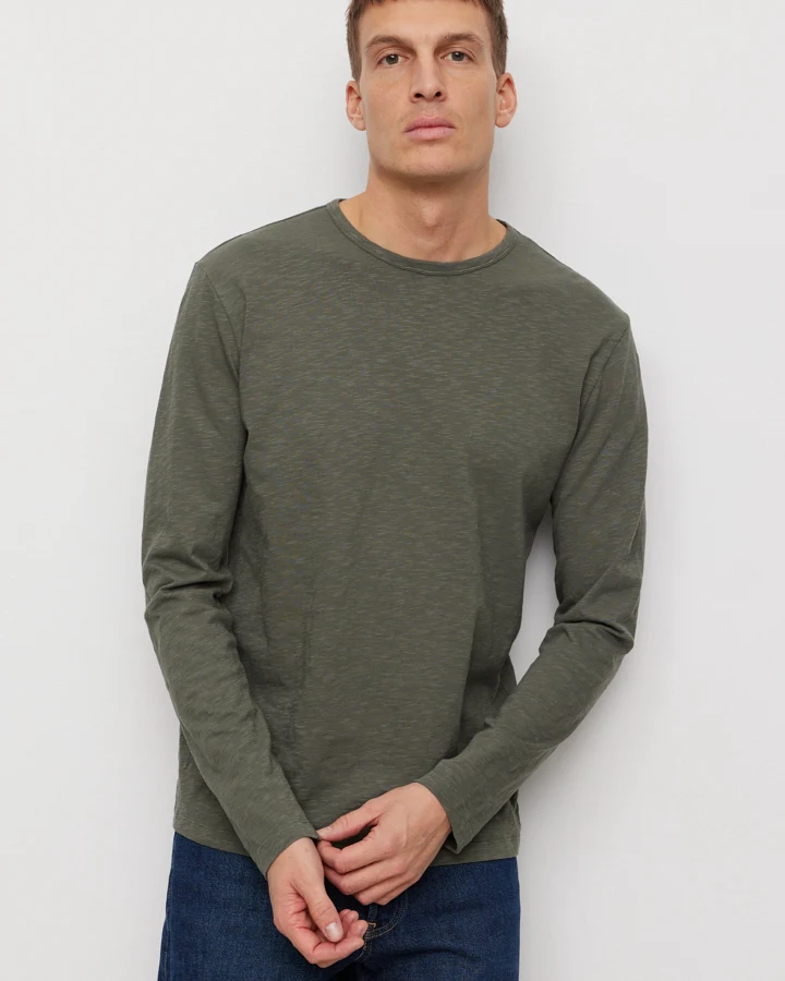 Recolution Herren vegan Langarmshirt Maca Dunkelkhaki