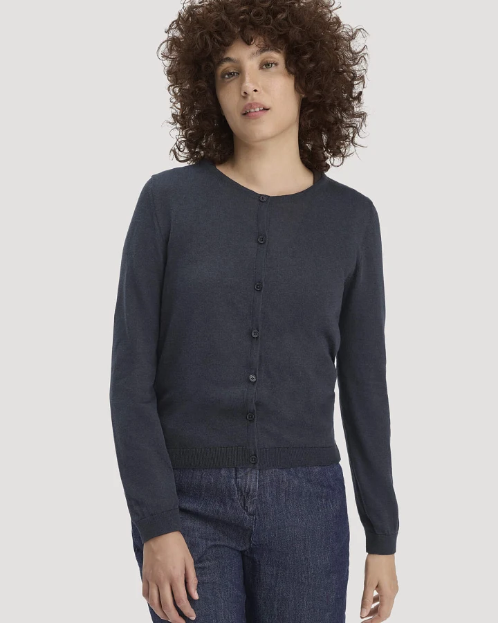 hessnatur Damen Strickjacke Regular aus TENCEL™ Lyocell mit Bio-Baumwolle - blau - Größe S