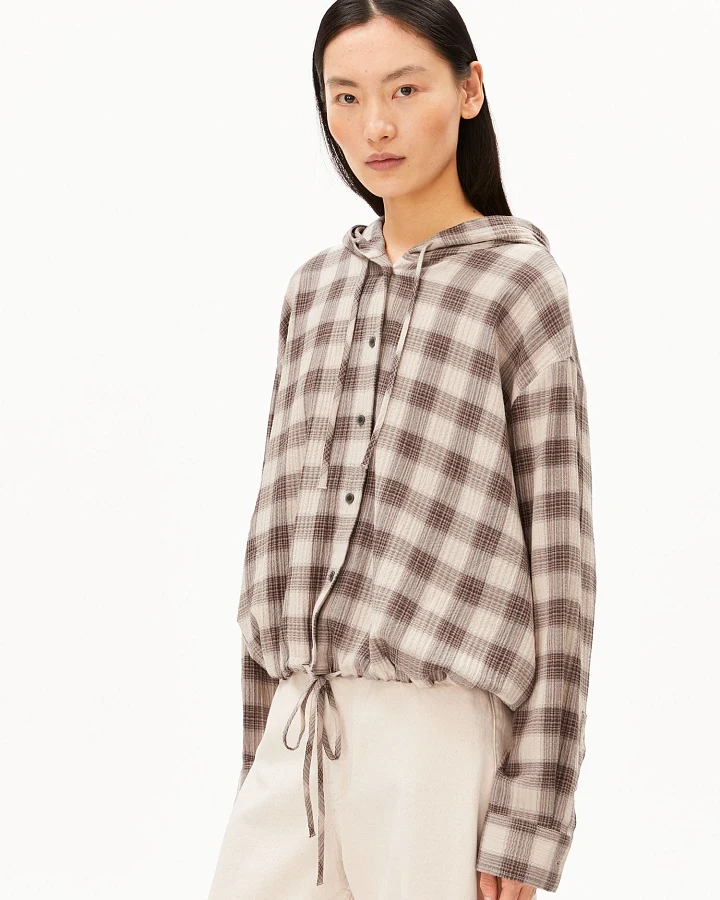 ARMEDANGELS Bluse CHECK HOODED