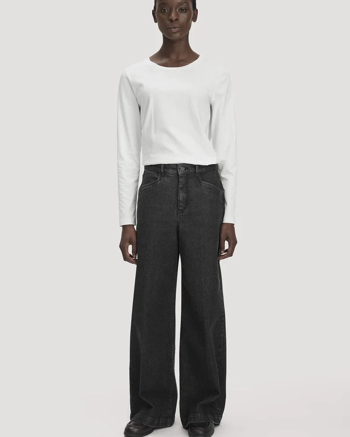 hessnatur Damen Jeans VONNA Super Wide Leg aus Bio-Denim mit Recyclinganteil - schwarz - Größe 27/32