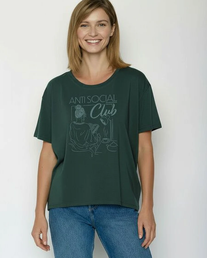 GREENBOMB Anti Social Feel - Lässiges T-Shirt aus Bio-Baumwoll-Mix / hochwertiger Print / GOTS / Fair & Vegan
