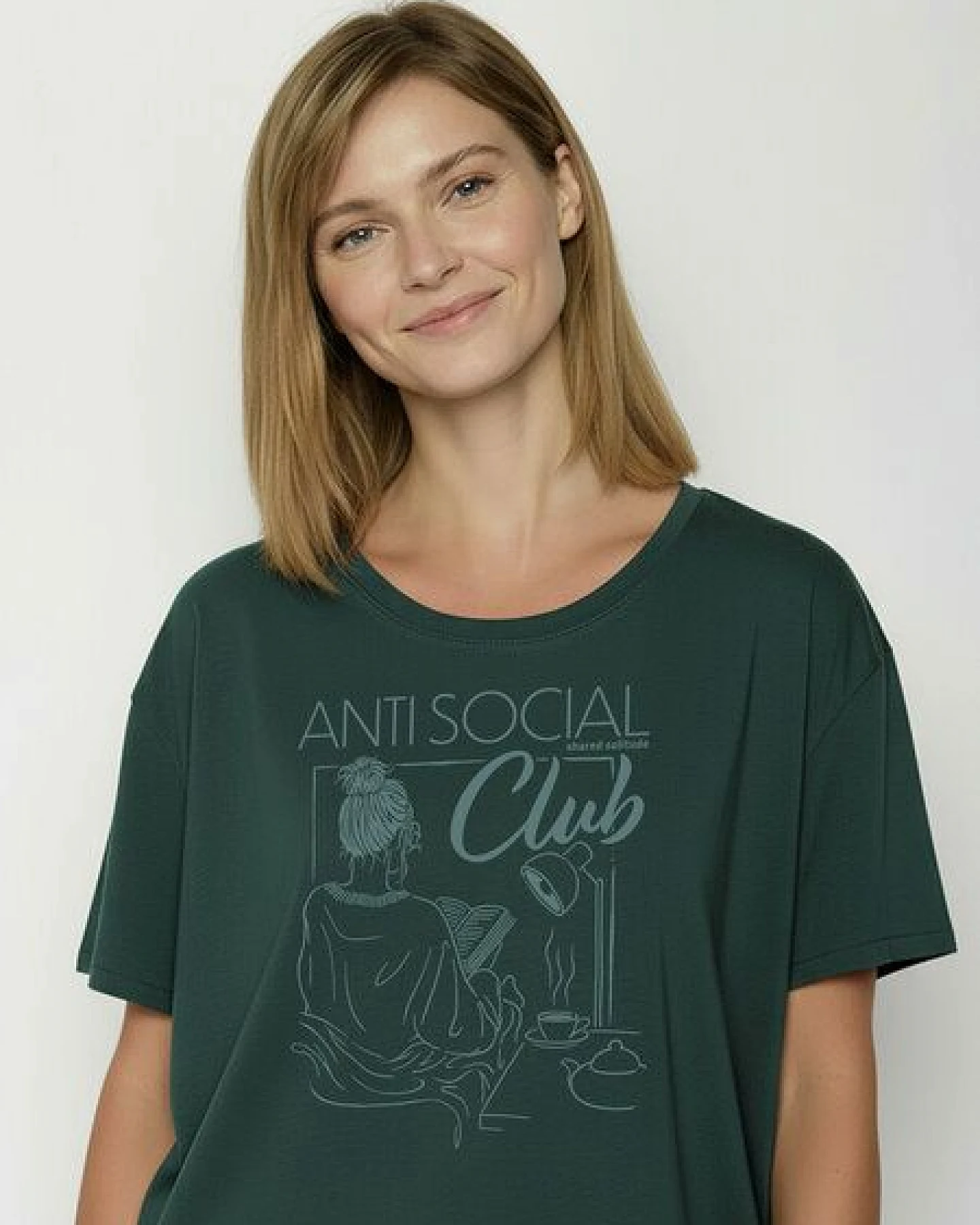 GREENBOMB Anti Social Feel - Lässiges T-Shirt aus Bio-Baumwoll-Mix / hochwertiger Print / GOTS / Fair & Vegan – Ansicht 2