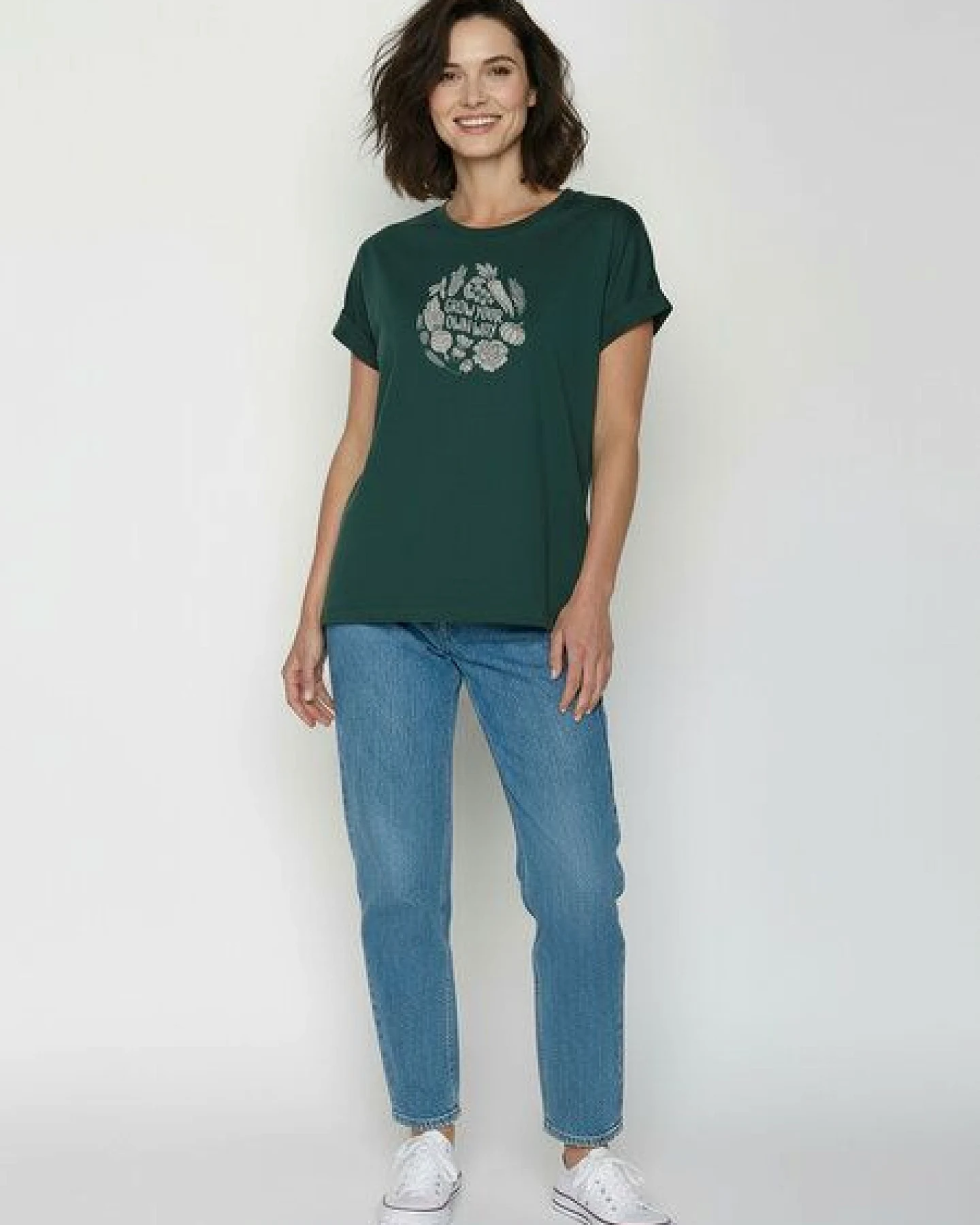 GREENBOMB Veggie Patch Loony - Sportliches T-Shirt aus Bio-Baumwolle mit Rollup Sleeve / hochwertiger Print / GOTS / Fair & Vegan – Ansicht 3