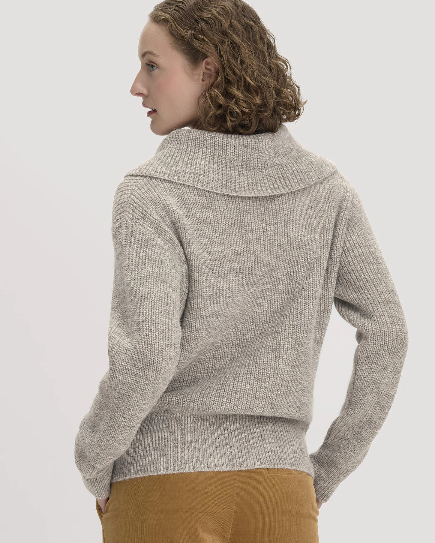 hessnatur Damen Pullover Relaxed aus Alpaka - grau - Größe L – Ansicht 3