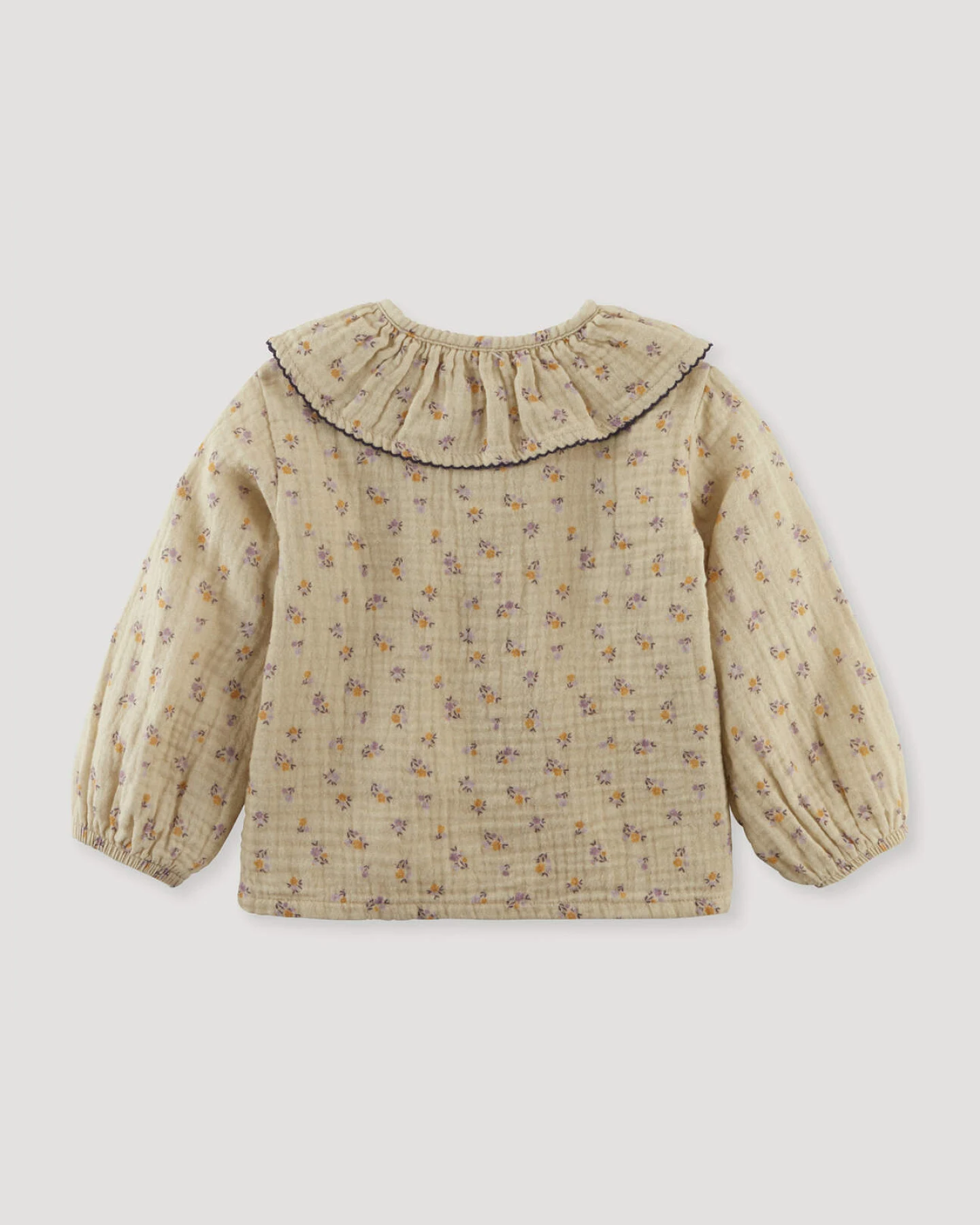 hessnatur Baby Musselin Shirt Rüschkragen aus Bio-Baumwolle - beige - Größe 98/104 – Ansicht 2