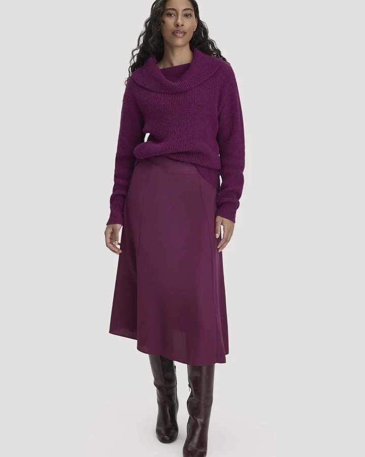 hessnatur Damen Gewebe Rock Midi aus TENCEL™ Lyocell - rot - Größe 34