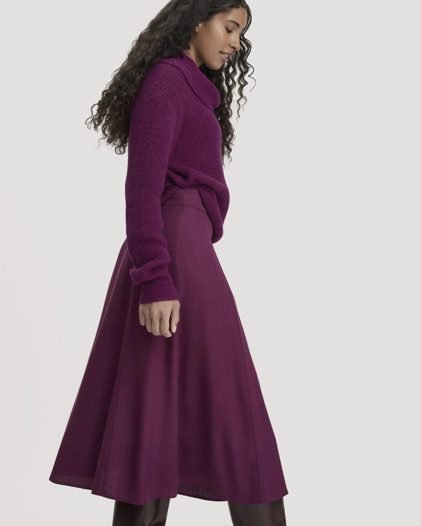 hessnatur Damen Gewebe Rock Midi aus TENCEL™ Lyocell - rot - Größe 40 – Ansicht 4