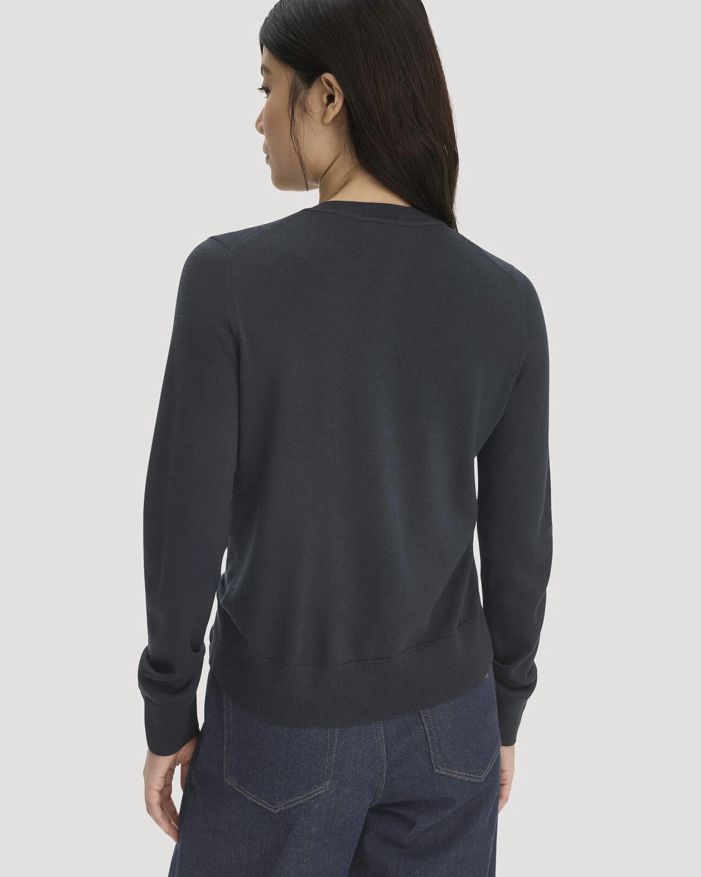 hessnatur Damen Strickjacke Regular aus Merino-Schurwolle - blau - Größe L – Ansicht 3