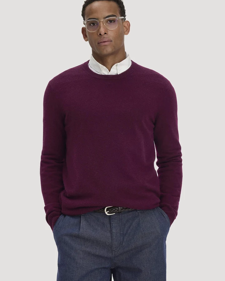 hessnatur Herren Strickpullover Regular BETTER RECYCLING mit recyceltem Cashmere - rot - Größe L