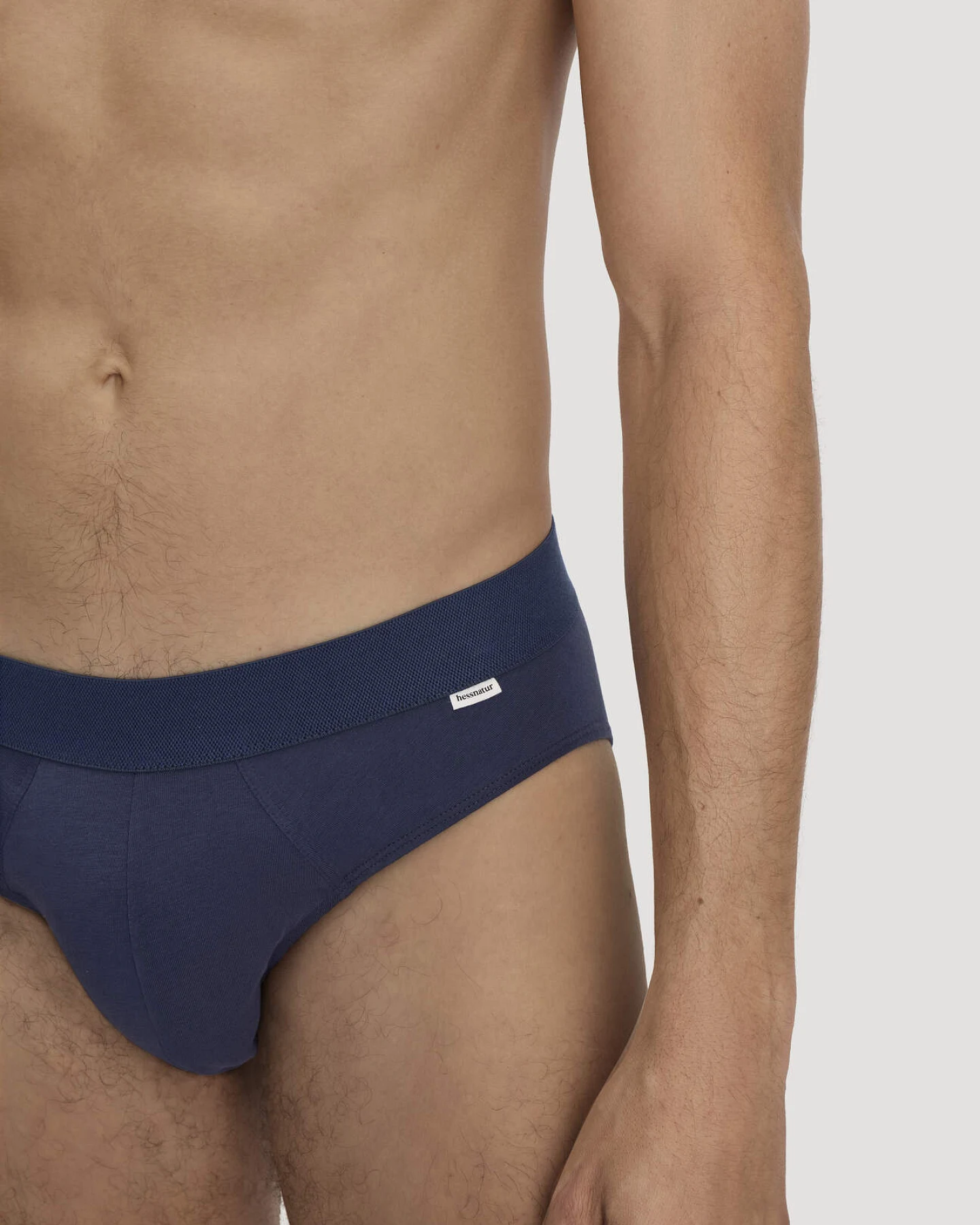 hessnatur Herren Slip Regular Cut im 3er-Pack COTTON MIX aus Bio-Baumwolle - blau - Größe 4 = S – Ansicht 2