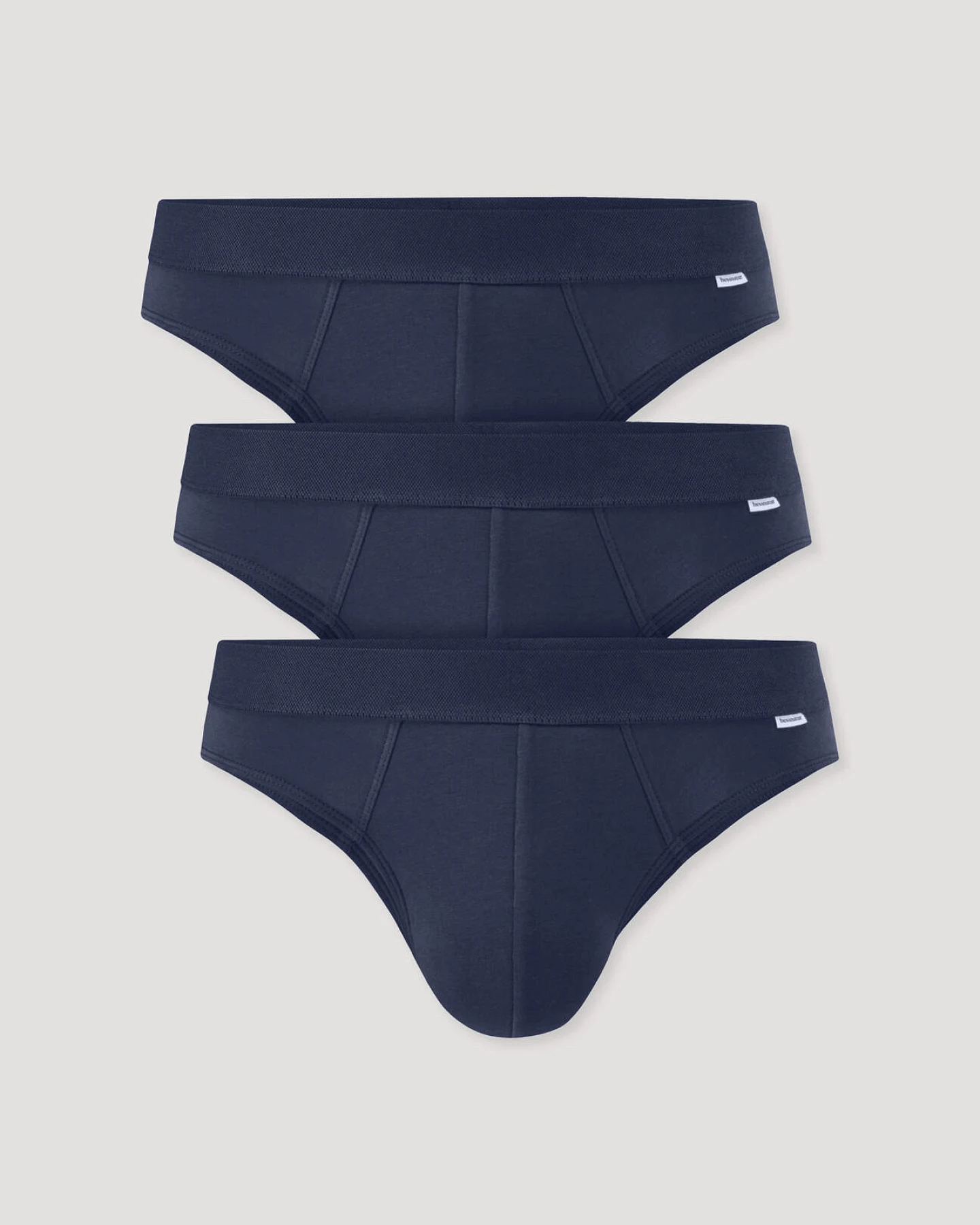 hessnatur Herren Slip Regular Cut im 3er-Pack COTTON MIX aus Bio-Baumwolle - blau - Größe 4 = S – Ansicht 3