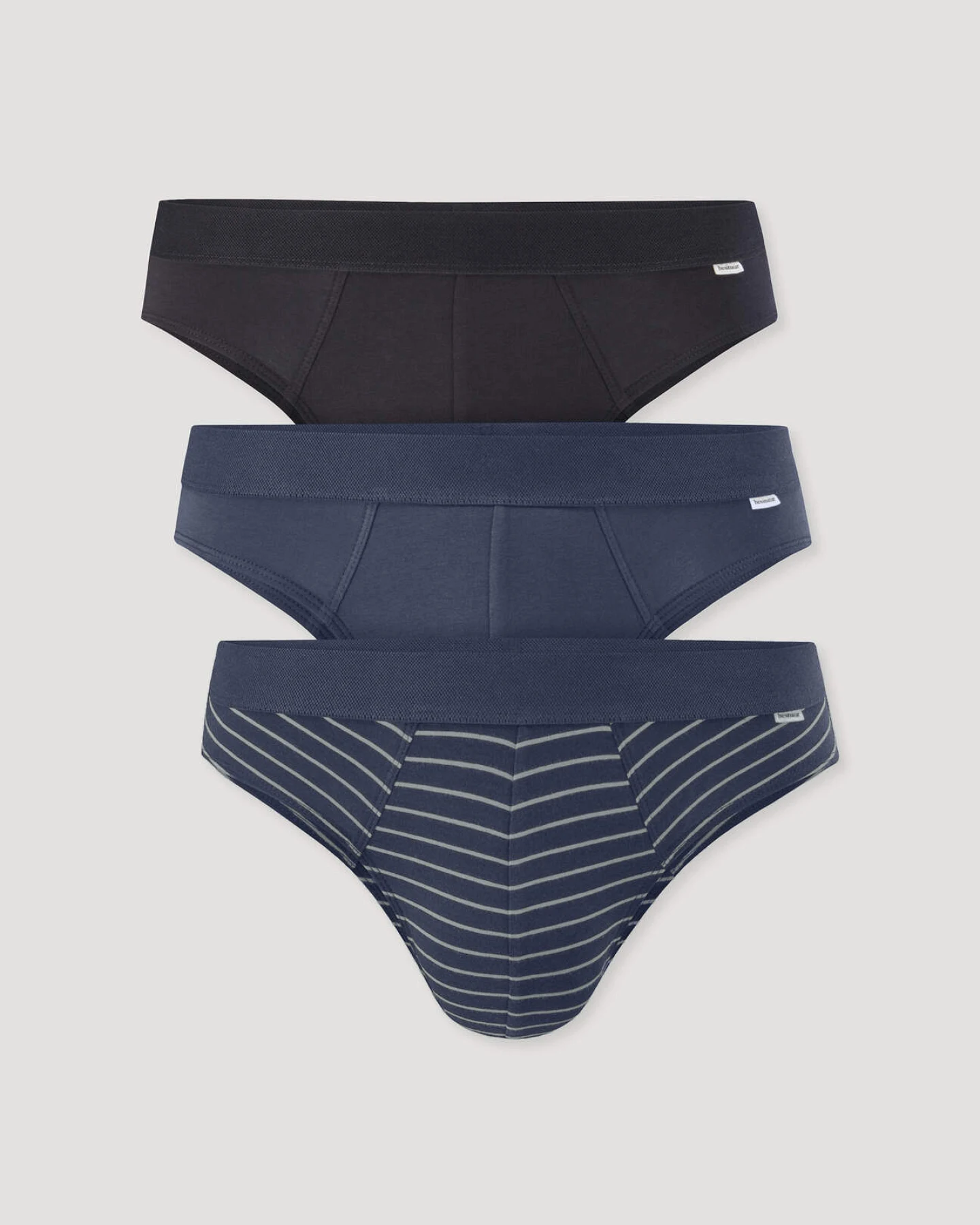 hessnatur Herren Slip Regular Cut im 3er-Pack COTTON MIX aus Bio-Baumwolle - blau - Größe 5 = M – Ansicht 3