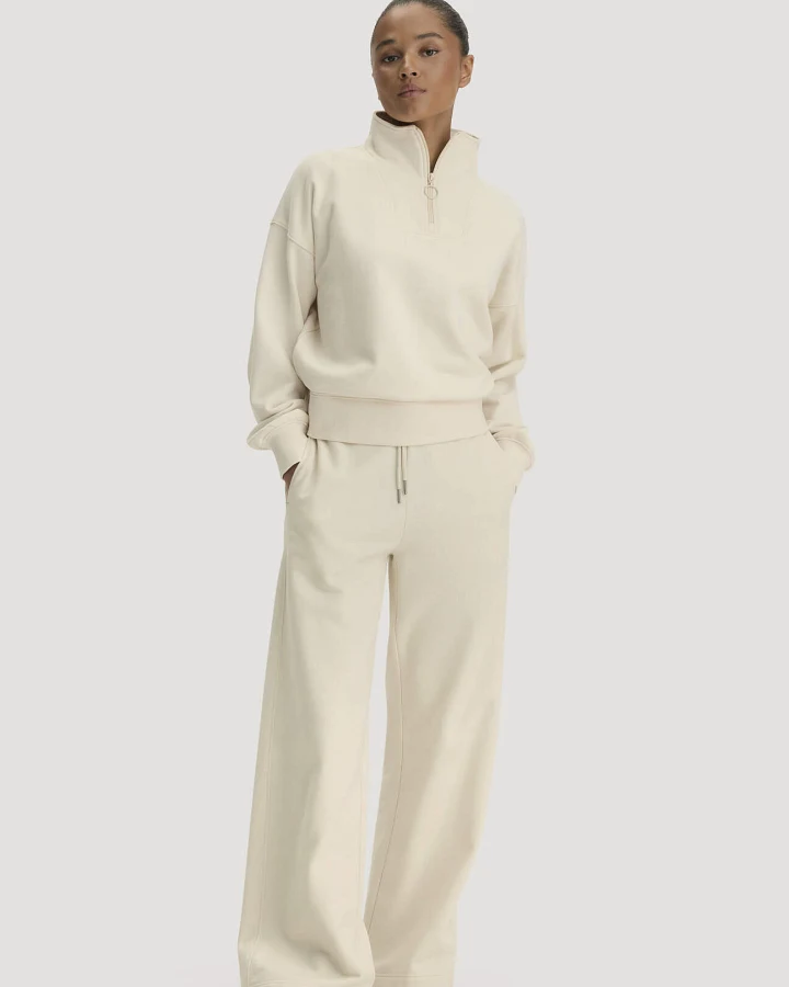 hessnatur Damen Sweathose Wide Leg Relaxed aus Bio-Baumwolle mit Recycling-Baumwolle - natur - Größe L