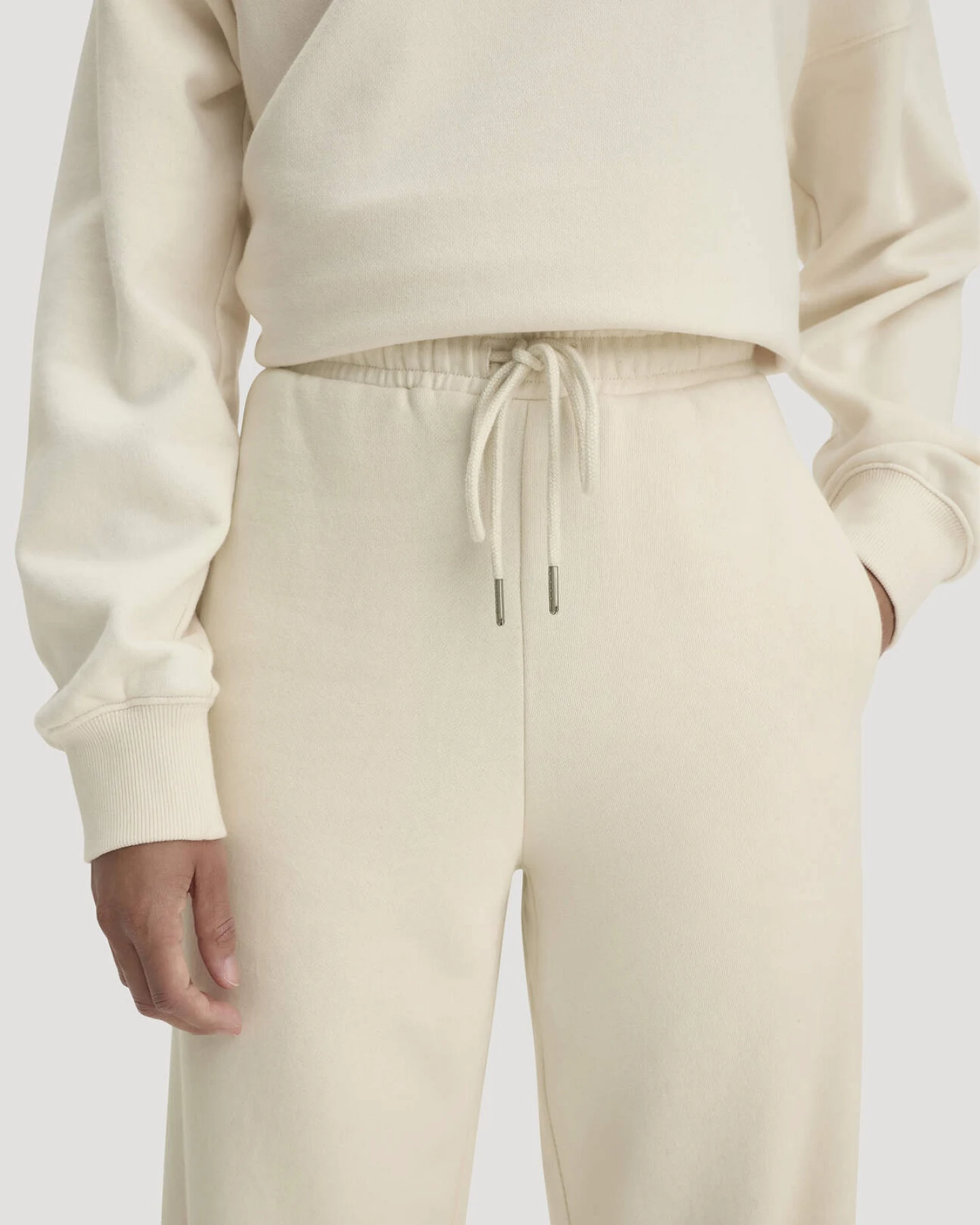 hessnatur Damen Sweathose Wide Leg Relaxed aus Bio-Baumwolle mit Recycling-Baumwolle - natur - Größe XS – Ansicht 3
