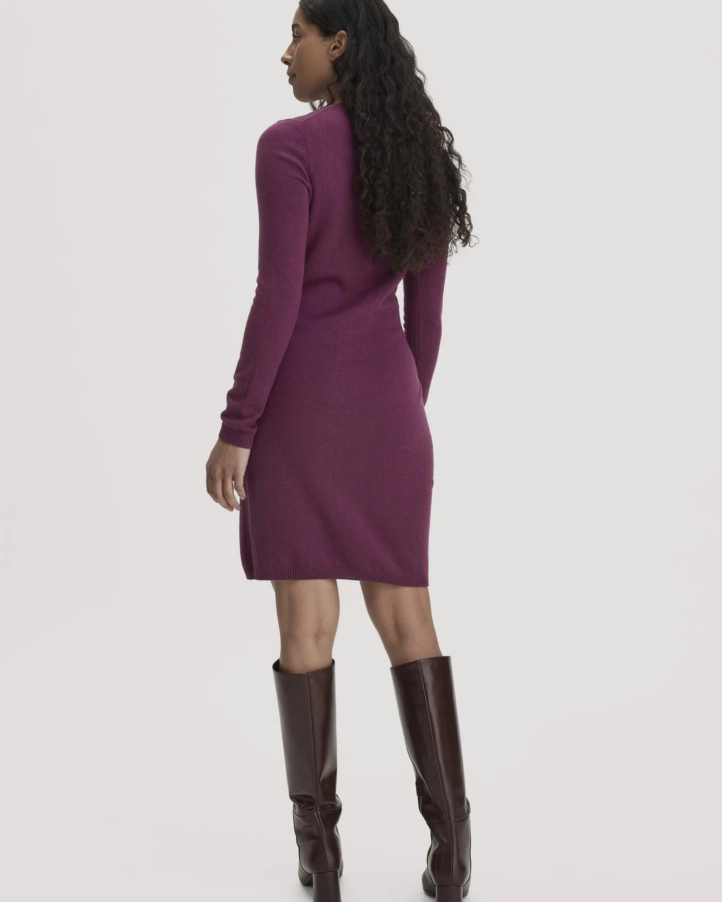 hessnatur Damen Strickkleid Regular aus Bio-Schurwolle mit Cashmere - rot - Größe L – Ansicht 2
