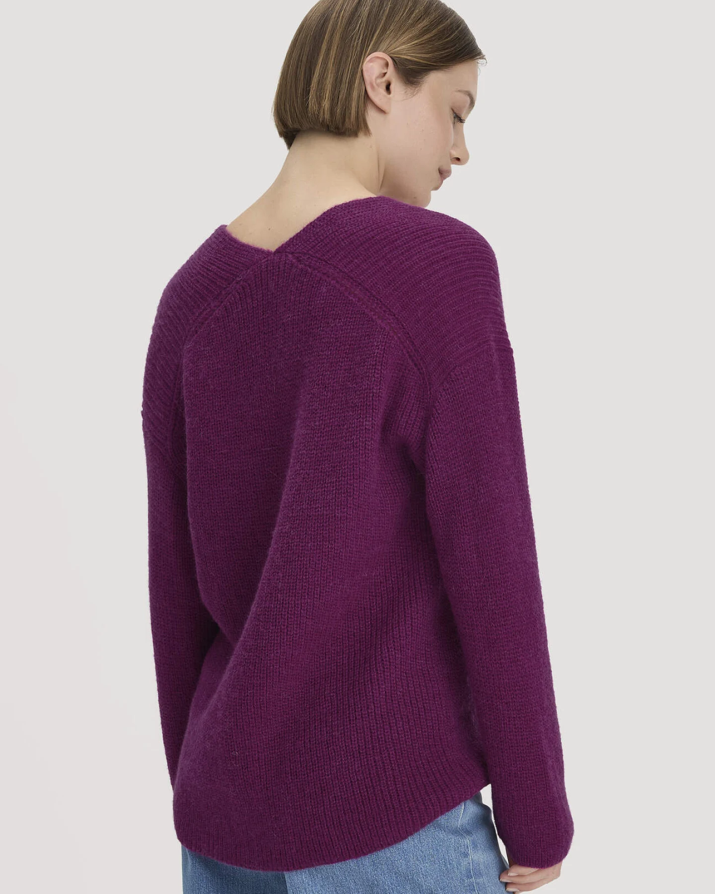 hessnatur Damen Strick Pullover Relaxed aus Alpaka - lila - Größe XL – Ansicht 3