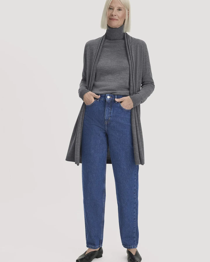 hessnatur Damen Strickjacke Regular aus Bio-Merinowolle - grau - Größe XL