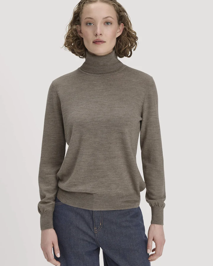 hessnatur Damen Rollkragenpullover Relaxed aus Bio-Merinowolle - lila - Größe XL