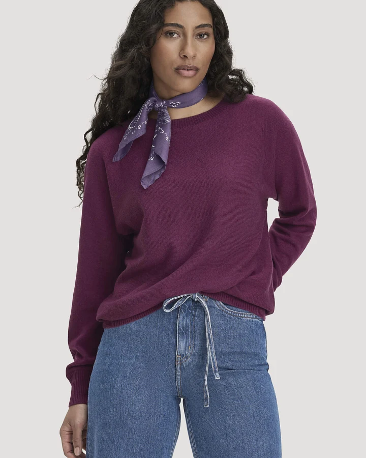 hessnatur Damen Pullover Relaxed aus Bio-Schurwolle mit Cashmere - rot - Größe XL