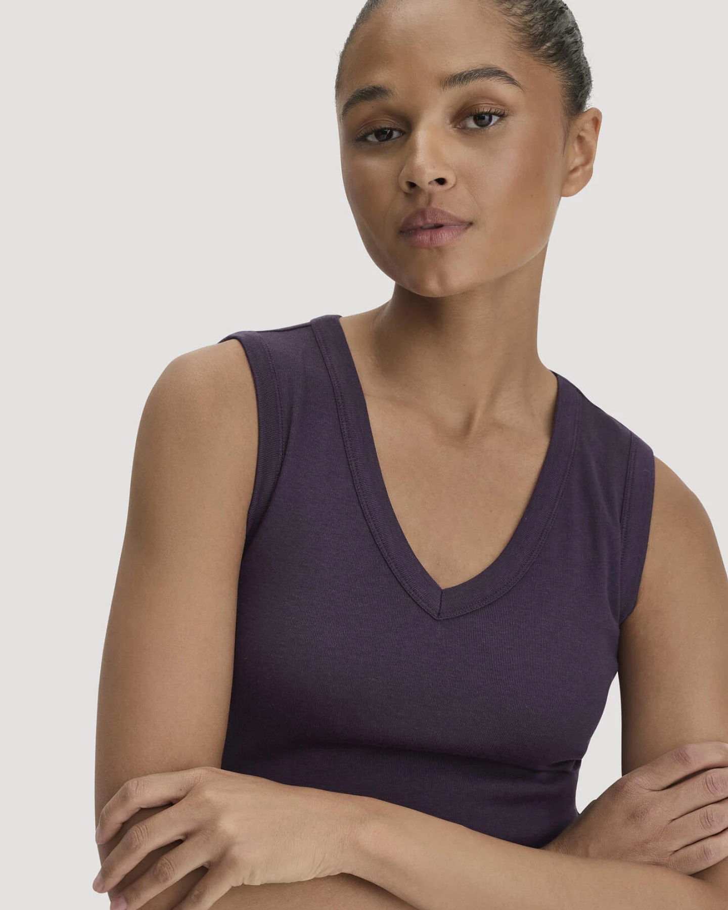 hessnatur Damen Softrib Top Fitted aus Bio-Baumwolle und TENCEL™ Modal - lila - Größe 34 – Ansicht 4