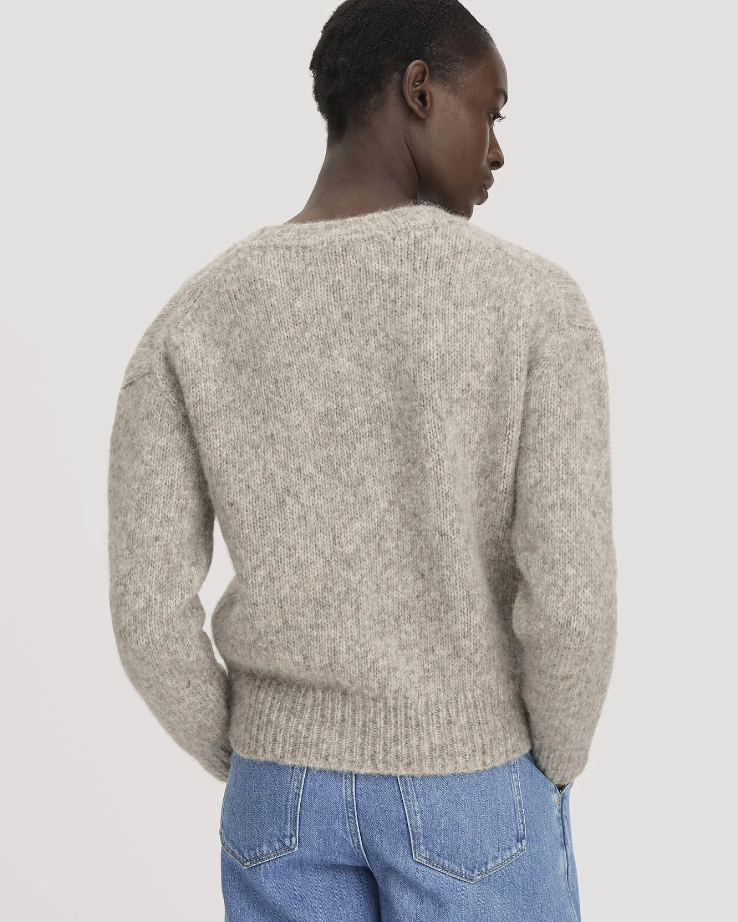 hessnatur Damen Pullover Relaxed aus Alpaka mit Bio-Baumwolle - grau - Größe M – Ansicht 3