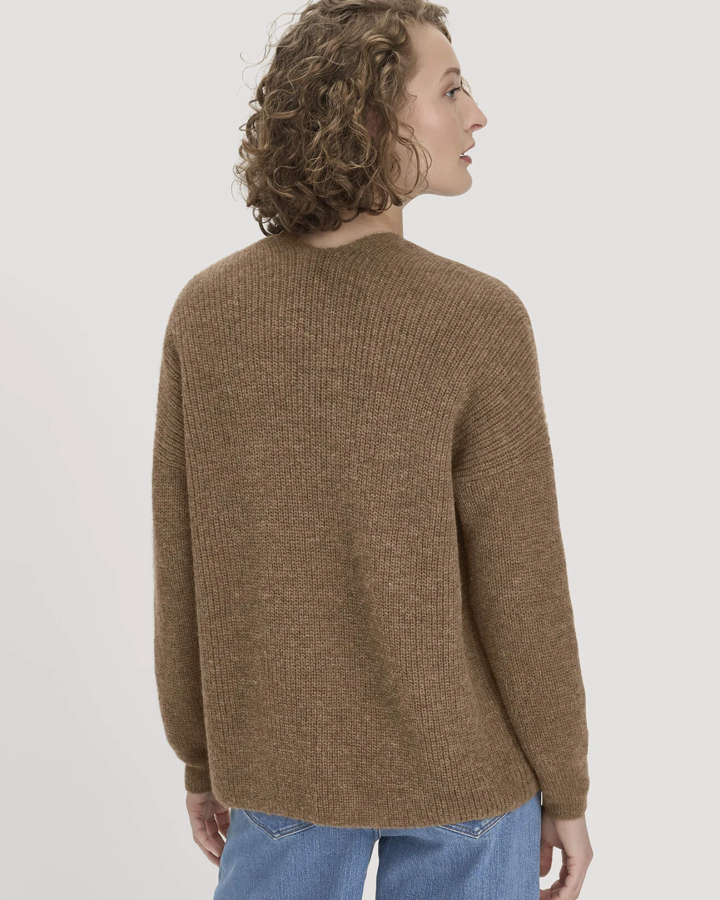 hessnatur Damen Strick Jacke Oversize aus Alpaka - braun - Größe L – Ansicht 2