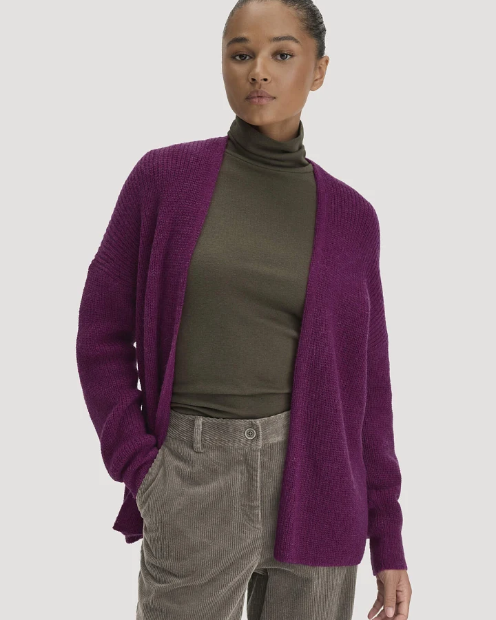 hessnatur Damen Strick Jacke Oversize aus Alpaka - lila - Größe L