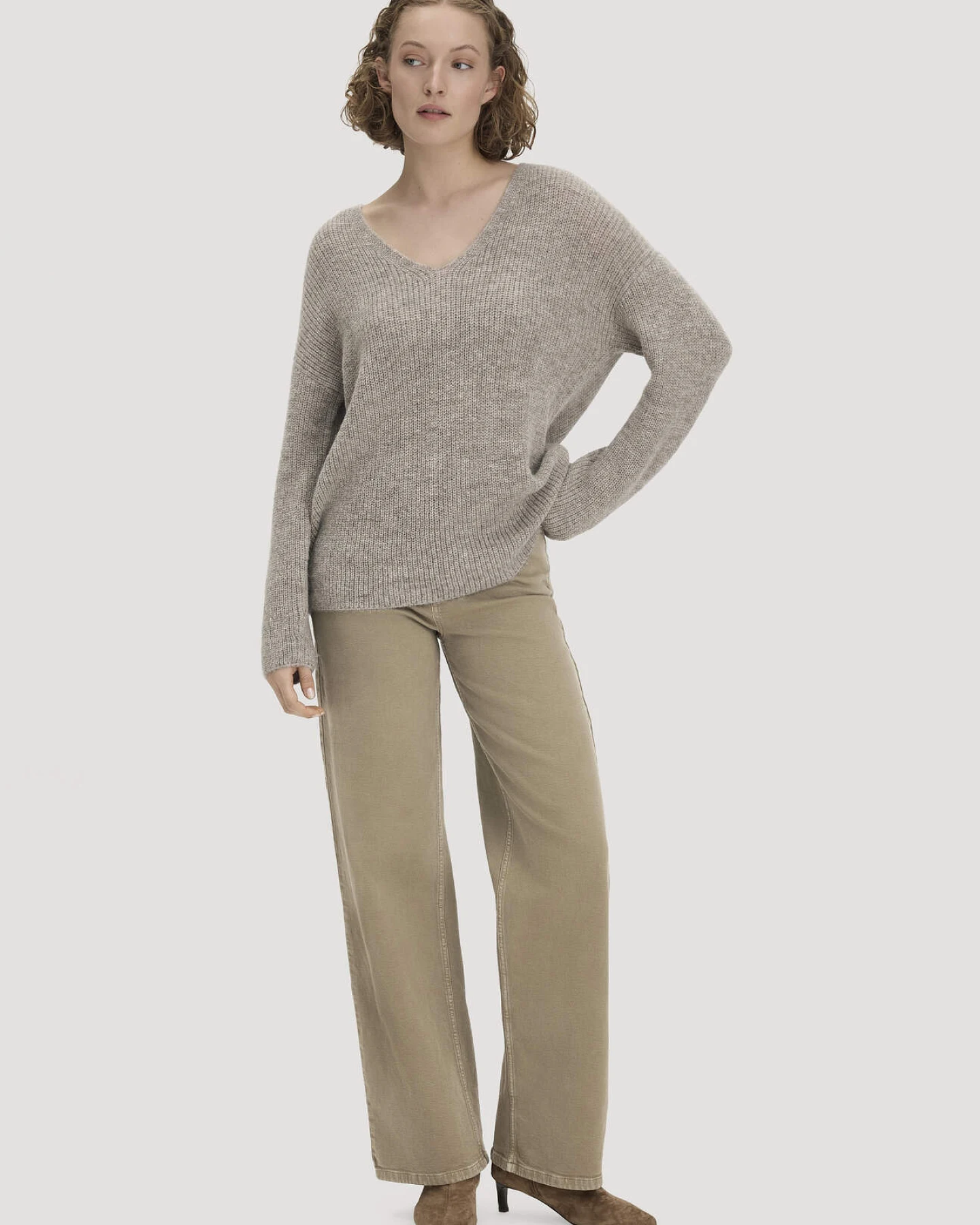 hessnatur Damen Strick Pullover Relaxed aus Alpaka - grau - Größe M – Ansicht 2