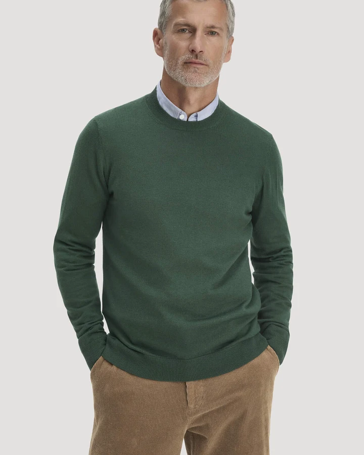 hessnatur Herren Pullover Regular aus Bio-Merinowolle - grün - Größe XL
