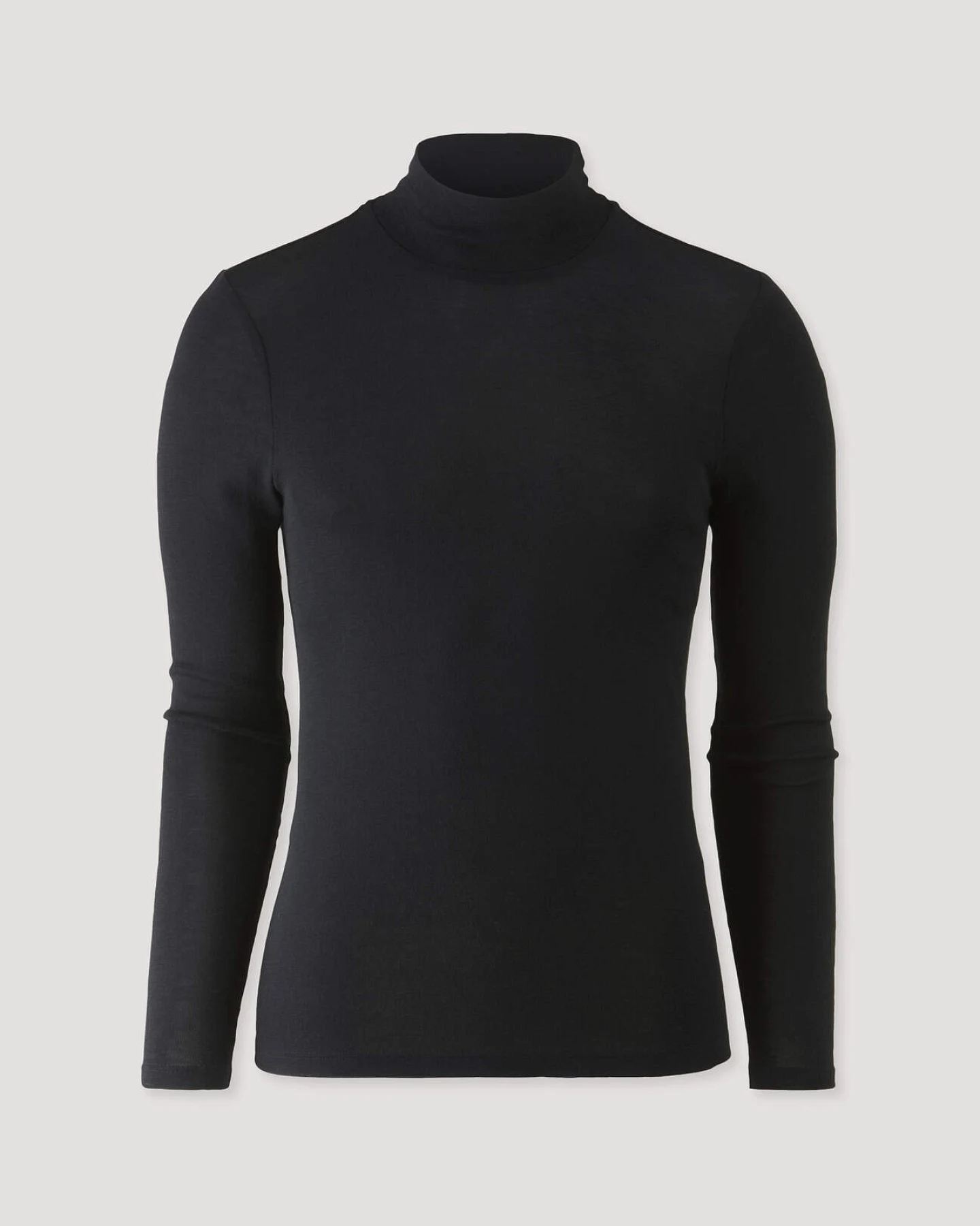 hessnatur Herren Roll-Neck Longsleeve Fitted aus Bio-Merinowolle und Seide - schwarz - Größe M – Ansicht 3