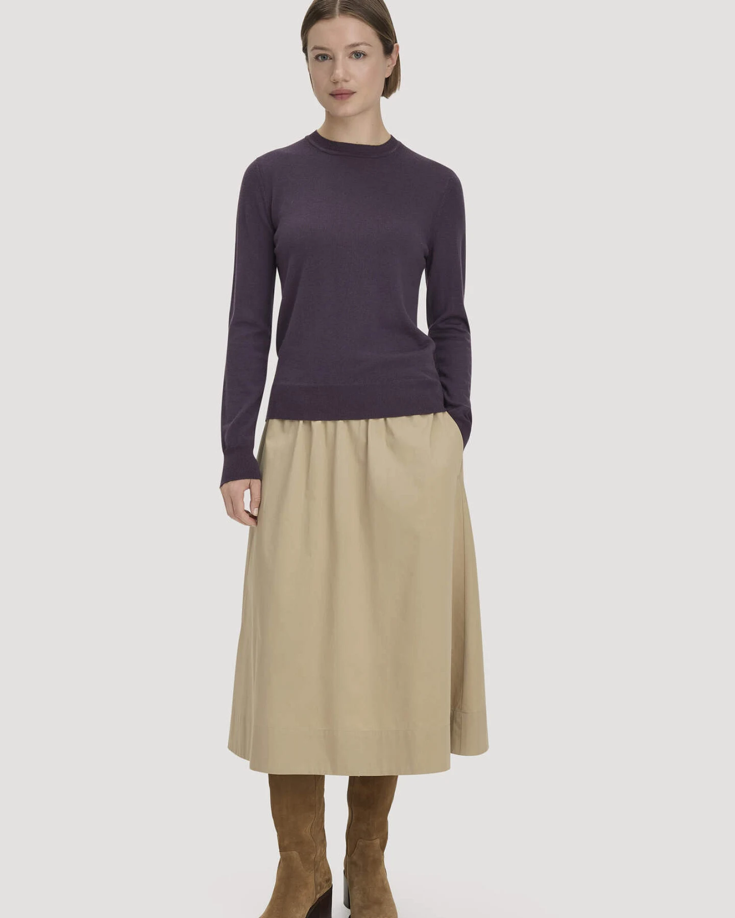 hessnatur Damen Pullover Regular aus Bio-Merinowolle - lila - Größe L – Ansicht 2