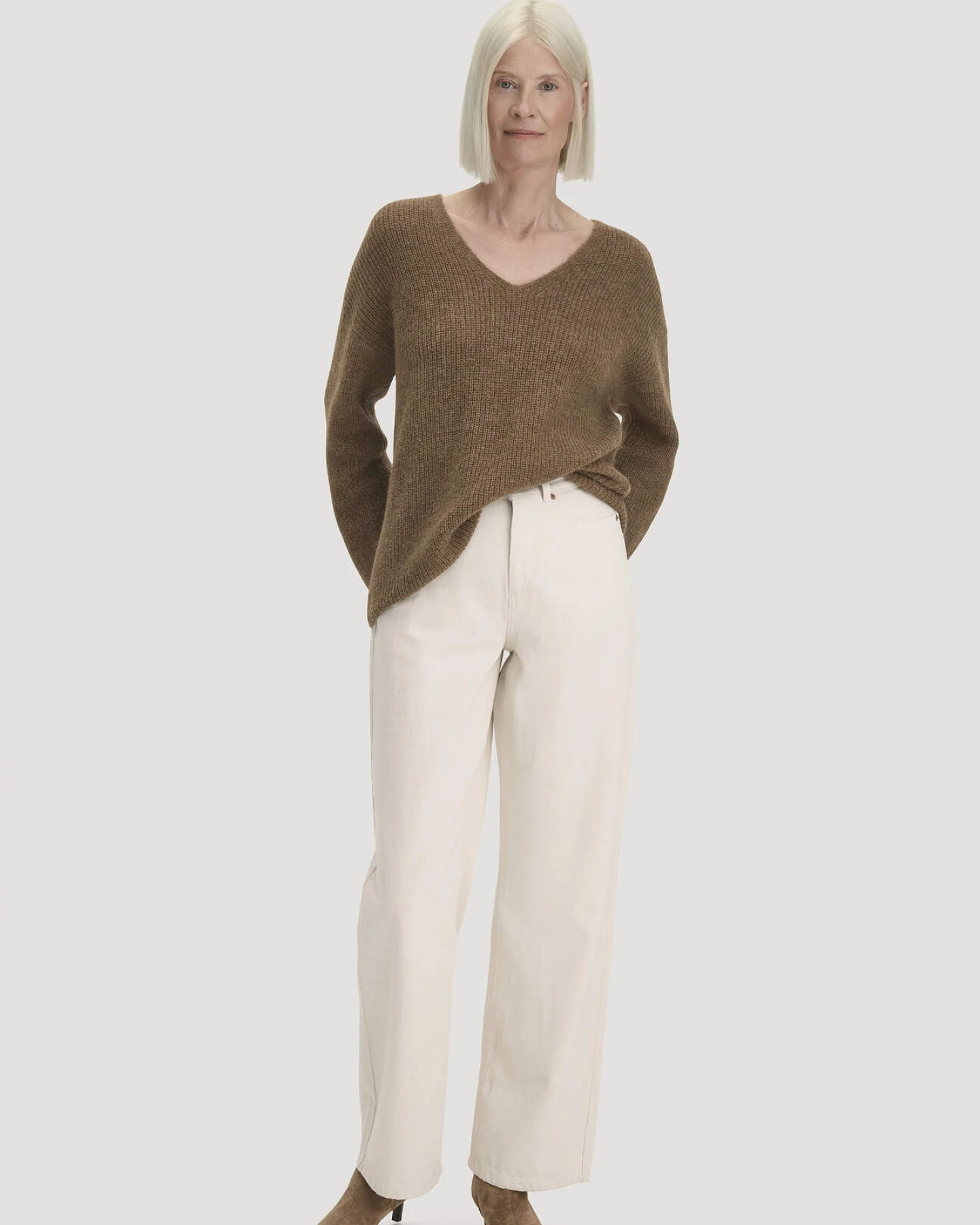 hessnatur Damen Strick Pullover Relaxed aus Alpaka - braun - Größe XXL – Ansicht 2