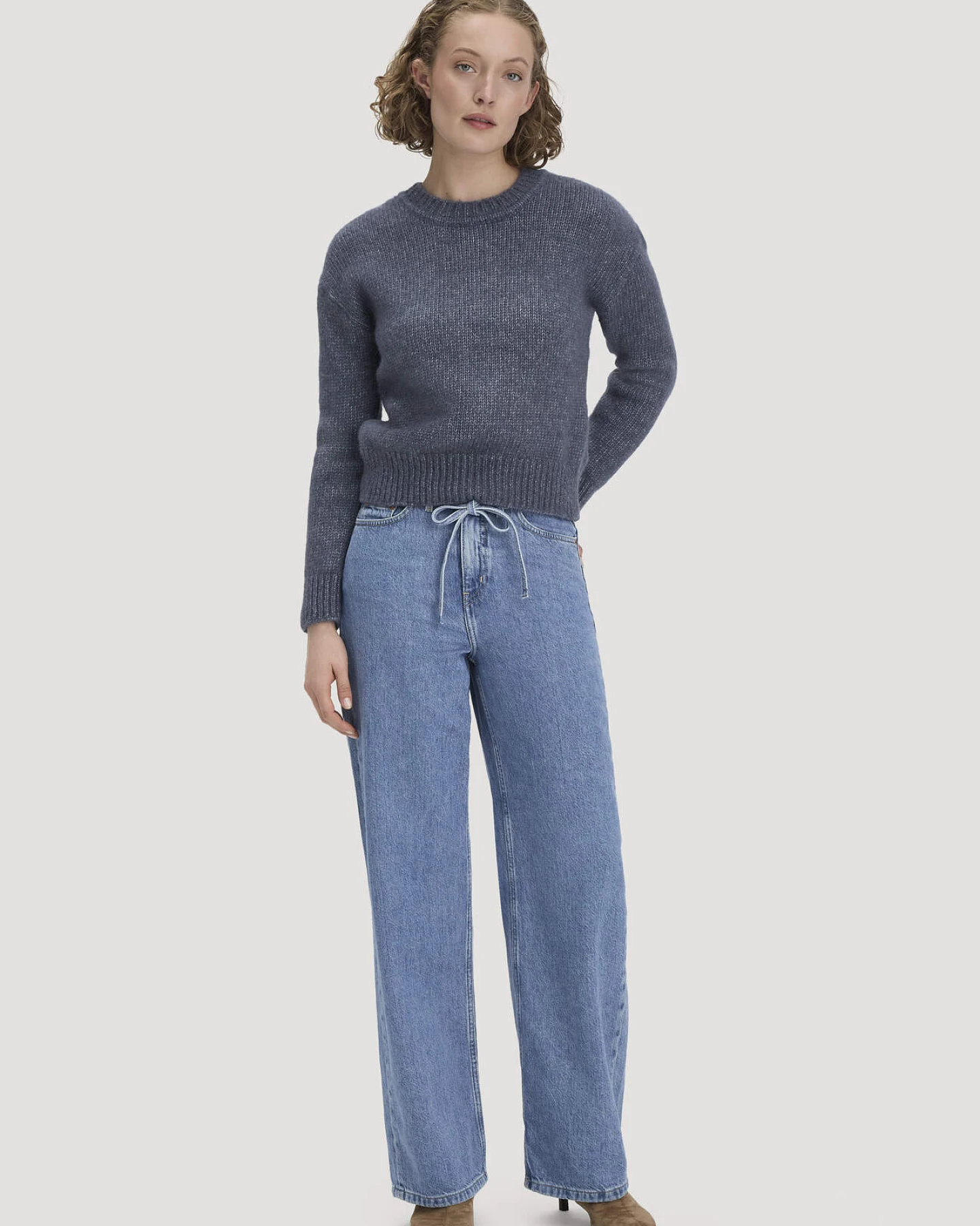 hessnatur Damen Pullover Relaxed aus Alpaka mit Bio-Baumwolle - blau - Größe XL – Ansicht 2