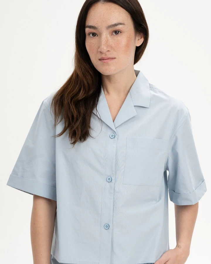 MELA Damen vegan Pyjama Shirt Kurzarm Hansika Cloudy Blue