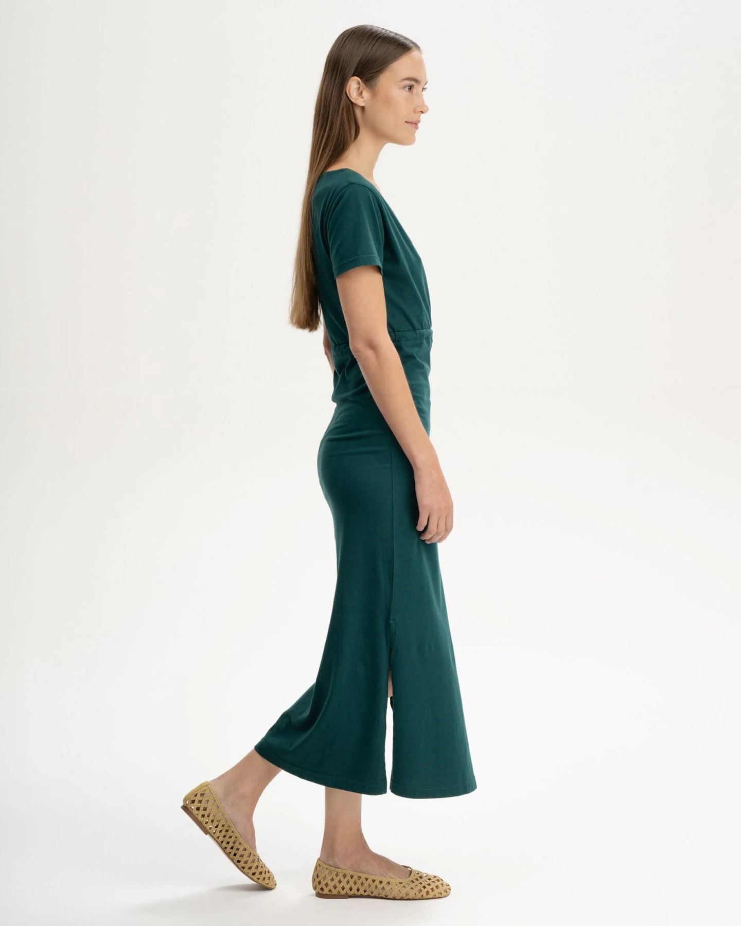 MELA Damen vegan Kleid V-Ausschnitt Shreoshi Deep Sea Teal – Ansicht 2