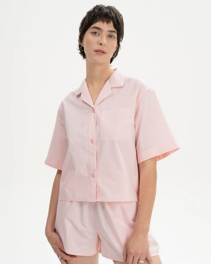 MELA Damen vegan Pyjama Shirt Kurzarm Hansika Berry Blush Pink