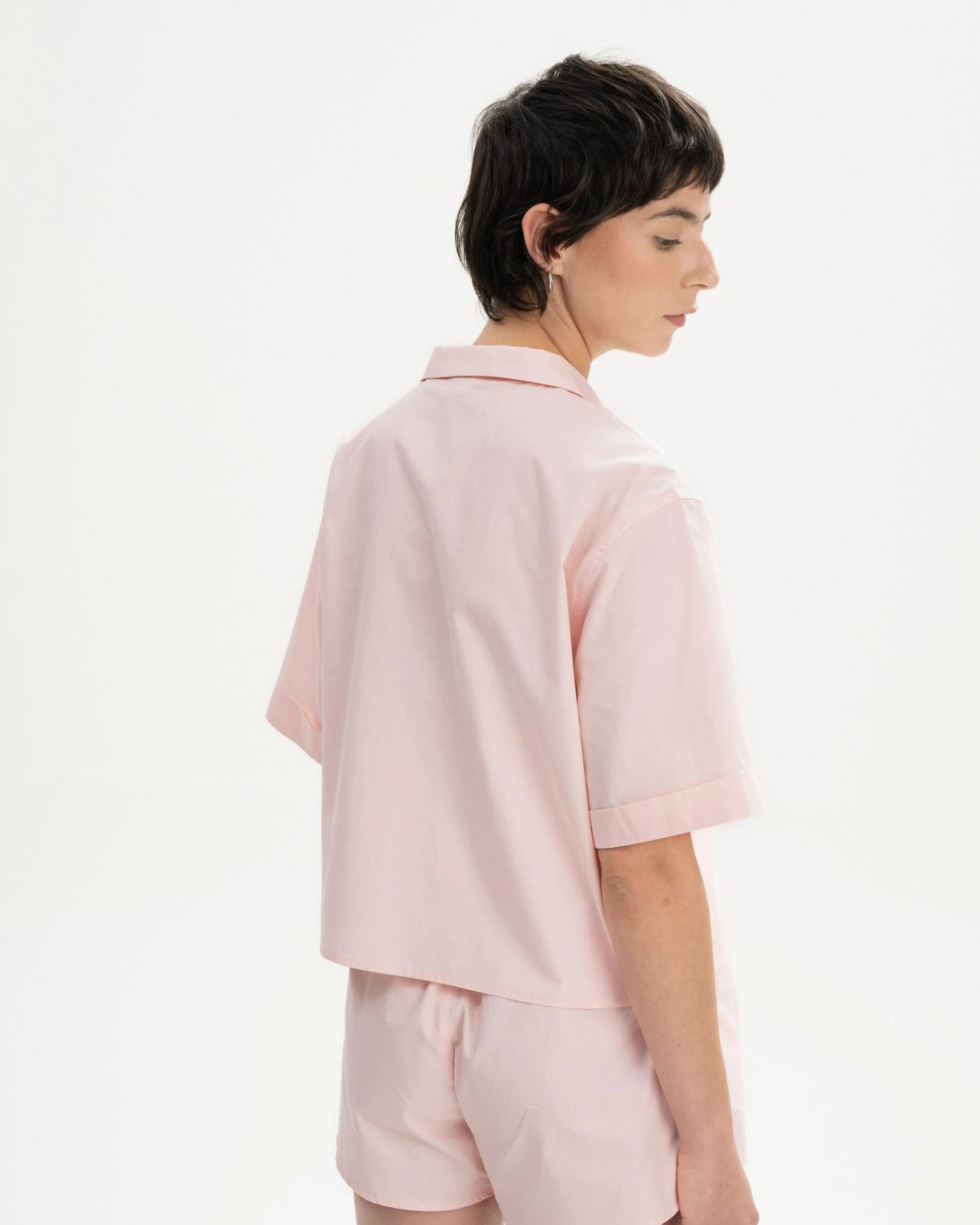 MELA Damen vegan Pyjama Shirt Kurzarm Hansika Berry Blush Pink – Ansicht 2