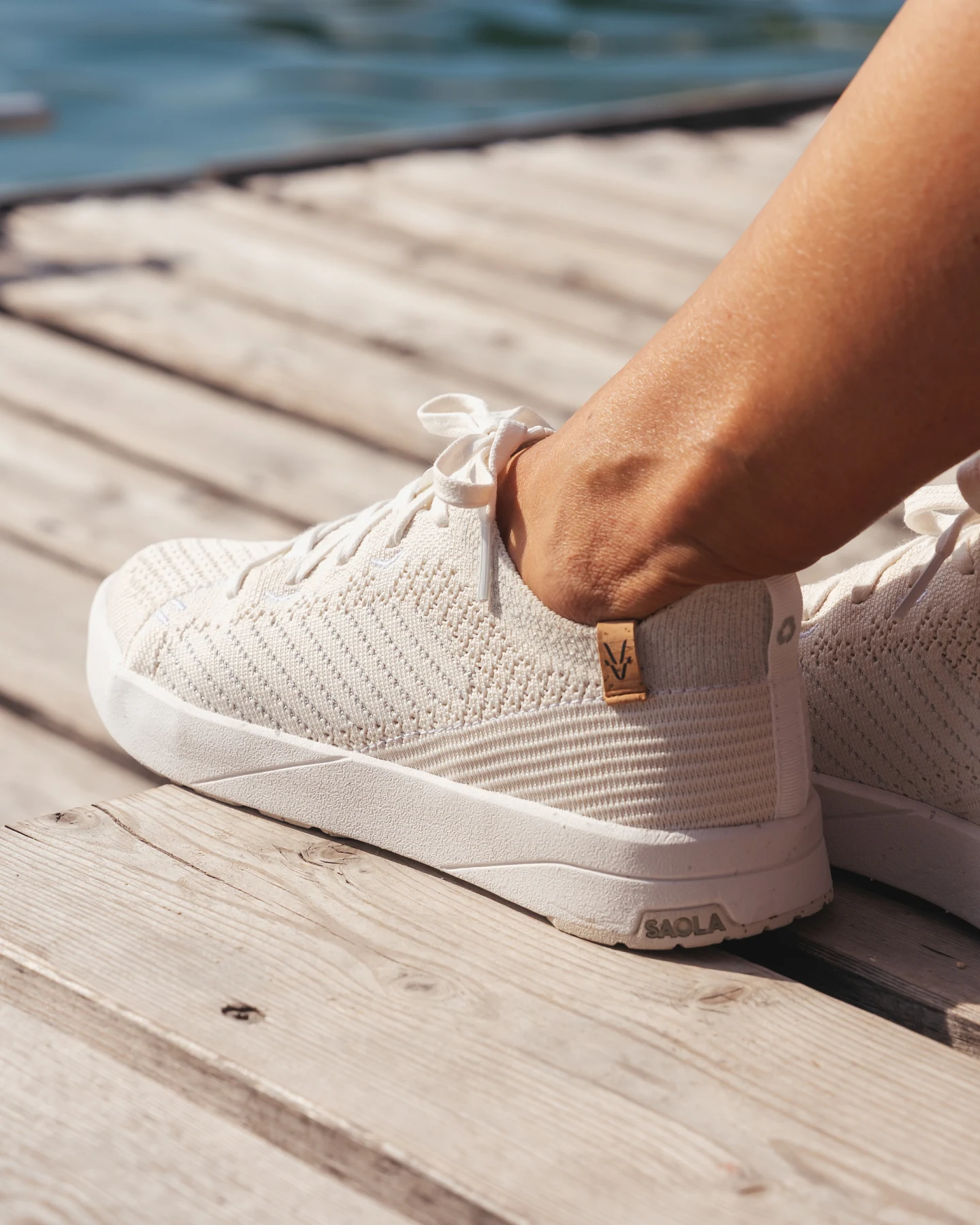SAOLA Damen vegan Sneaker Damen Cannon Knit 3 Weiß Silber – Ansicht 2