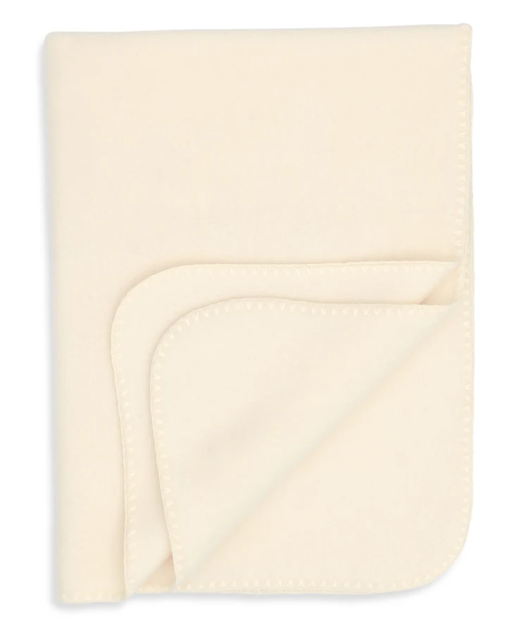 Engel - Wollfleece Decke natur mit Muschelkante
