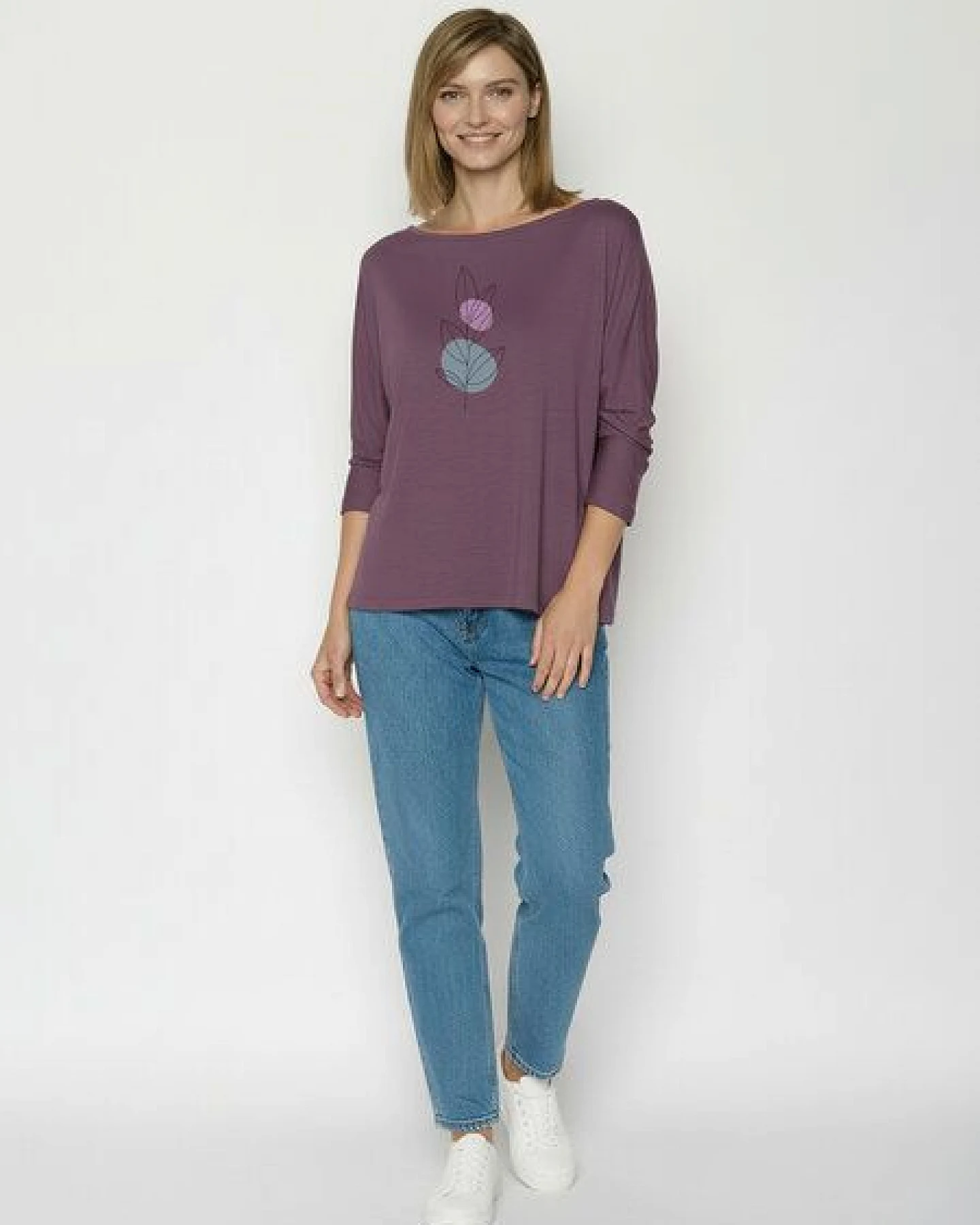 GREENBOMB Bloom Classic Simper - Gemütliches Longsleeve aus Viskose (LENZING ECOVERO) Mix / hochwertiger Print / Fair & Vegan – Ansicht 3