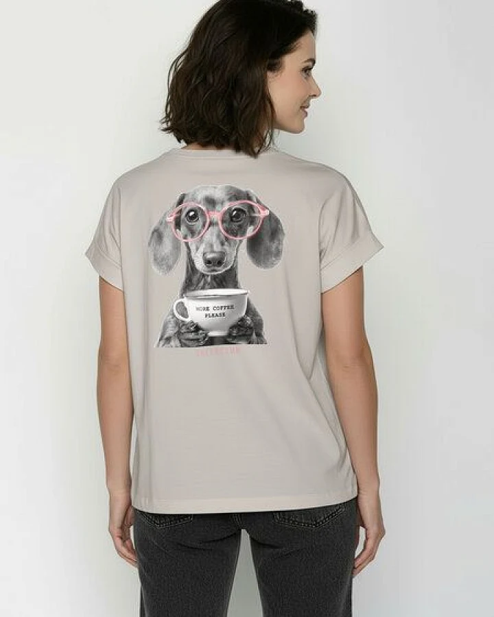 GREENBOMB Dog Coffee Loony - Sportliches T-Shirt aus Bio-Baumwolle mit Rollup Sleeve / hochwertiger Print / GOTS / Fair & Vegan